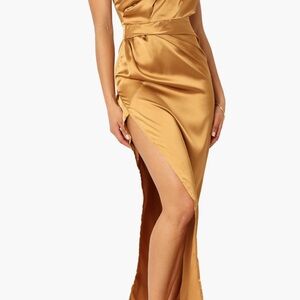 Petal & Pup Gold Satin Dress